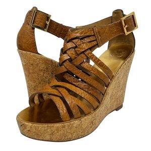 Tory Burch Brown Cork Wedge Sandals